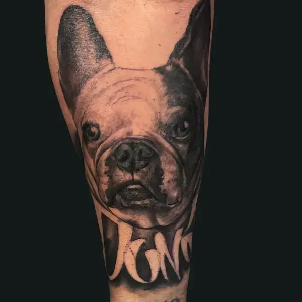 pug dog realism tattoo