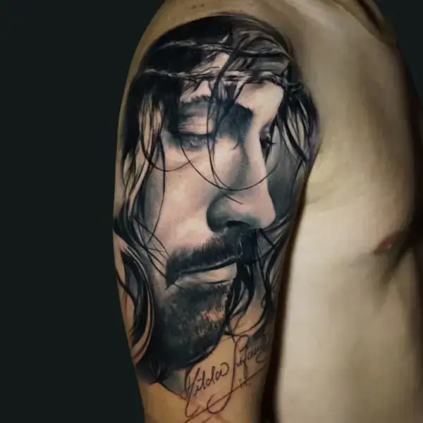 Jesus realism tattoo